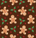 Vector seamless pattern of Christmas ginger cookie Royalty Free Stock Photo