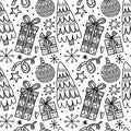 Vector seamless pattern. Christmas New Year decoration.