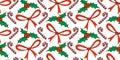 Vector seamless pattern of Christmas symbols in doodle flat style. Bright background and texture on theme New Year, xmas Royalty Free Stock Photo