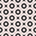 Vector seamless pattern with circles, rings and dots. Monochrome texture Royalty Free Stock Photo