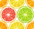 Vector seamless pattern from citrus slices - orange, lime, lemon