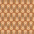 Vector seamless pattern with classic yellow guitars. Musical background with stringed musical instruments for printing