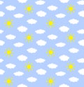 Vector seamless pattern of clouds and sun Royalty Free Stock Photo