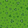 Vector Seamless Pattern With Clover Leaves. Saint Patrick`s Day Background. Royalty Free Stock Photo