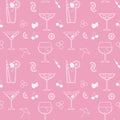 Vector seamless pattern with cocktails Royalty Free Stock Photo