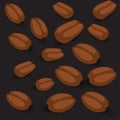 Vector seamless pattern with coffee grains. Backdrop for menus, cafes, bars and any other design.