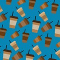 Vector seamless pattern with coffee plastic cups