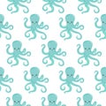 Vector seamless pattern with color octopuses. Cute octopuses have fun