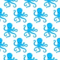 Vector seamless pattern with color octopuses. Cute octopuses have fun