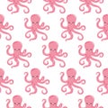 Vector seamless pattern with color octopuses. Cute octopuses have fun