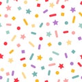 Vector Seamless Pattern with Color Sprinkles. Colorful Carnaval Confetti Texture. Cake, Ice Cream and Donut Topping