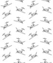 Vector seamless pattern of colored airplane