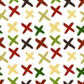 Vector seamless pattern of colored cross palette hand-drawn brush stroke isolated on a white background Royalty Free Stock Photo