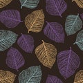 Vector Seamless Pattern of Colored Leaves