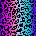 Vector seamless pattern with colored leopard print. Animal print. Cheetah print on neon background.