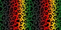 Vector seamless pattern with colored leopard print. Animal print. Cheetah print on neon background.