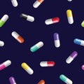 Vector seamless pattern with colored pills