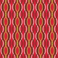 Vector seamless pattern. Colored vertical wavy lines intertwined on a red background. Illustration great for holiday Royalty Free Stock Photo