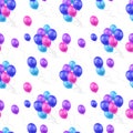 Vector Seamless Pattern, Colorful Balloons, Birthday Background, Flying Objects, Happy Birthday Card, Wrapping Paper Print. Royalty Free Stock Photo