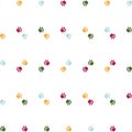 Vector seamless pattern with colorful cat paw dog paw. Pink, blue, yellow and green paws Royalty Free Stock Photo