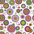 Vector seamless pattern with colorful circles and rings Royalty Free Stock Photo