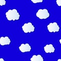 Vector Seamless Pattern: Colorful Cloudy Sky, Bright Blue Background with White Clouds.