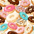 Seamless pattern with colorful donuts. Vector illustration. Royalty Free Stock Photo