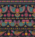 Vector seamless pattern with colorful ethnic elements. Royalty Free Stock Photo