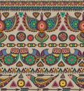 Vector seamless pattern with colorful ethnic elements. Royalty Free Stock Photo