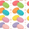 Vector seamless pattern with colorful macaroon cookies, french snack biscuits