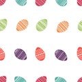 Vector seamless pattern of colorful and ornate easter eggs. Fresh and spring design for greeting cards, textile, booklet, fabric, Royalty Free Stock Photo