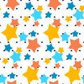 Vector seamless pattern with colorful stars on white sky background Royalty Free Stock Photo