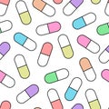 Vector seamless pattern of colourfull pills Royalty Free Stock Photo