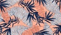 718_Vector seamless pattern with compositions of hand drawn tropical flowers
