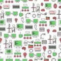 Computer programming vector flat line art seamless pattern Royalty Free Stock Photo