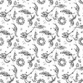 Vector Seamless Pattern consist of Ornamental Boho Style Element Royalty Free Stock Photo