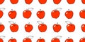 Vector seamless pattern with contour red apples. Bright fruit background and texture, isolated Royalty Free Stock Photo