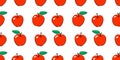 Vector seamless pattern with contour red apples. Bright fruit background and texture, isolated Royalty Free Stock Photo