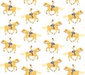 Vector seamless pattern of cowboy gir riding horse Royalty Free Stock Photo