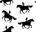 Vector seamless pattern of cowboy girl ride horse Royalty Free Stock Photo