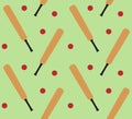 Vector seamless pattern of cricket bat and ball Royalty Free Stock Photo