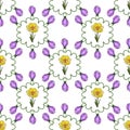 Vector seamless pattern with crocus floral elements