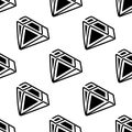 Vector seamless pattern. Crystals or gems on white background, hand drawing graphics