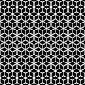 Vector seamless pattern. Cubes texture. Black-and-white background. Monochrome line cubic grid design.