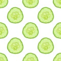 Vector seamless pattern of cucumber slice on white background