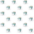 Vector seamless pattern of a cup in hands. Warm winter illustration depicting a mug of hot tea, cocoa or coffee warming Royalty Free Stock Photo