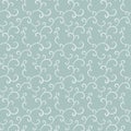 Vector seamless pattern. Curls from round points on a blue background.