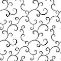 Vector seamless pattern. Curls from round points isolated on a white background. Royalty Free Stock Photo