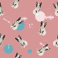 Vector seamless pattern with cute cartoon dog. Can be used as a background, wallpaper, fabric. French Bulldog pattern Royalty Free Stock Photo