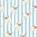 Vector seamless pattern with cute cartoon dog puppies. Can be used as a background, wallpaper, fabric and for other Royalty Free Stock Photo